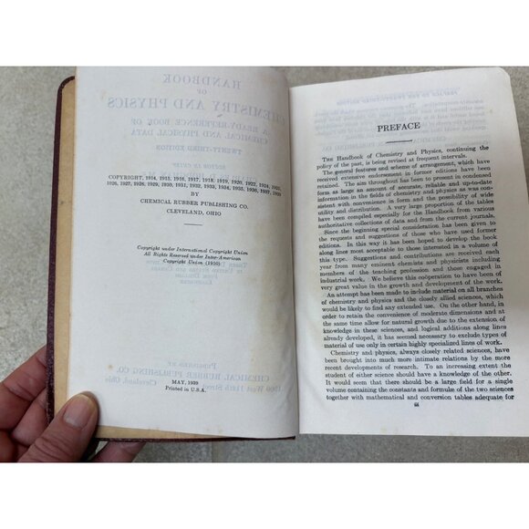 Handbook Of Chemistry & Physics 23rd Edition 1939 Hardcover Chemical Rubber Co. - Picture 10 of 16